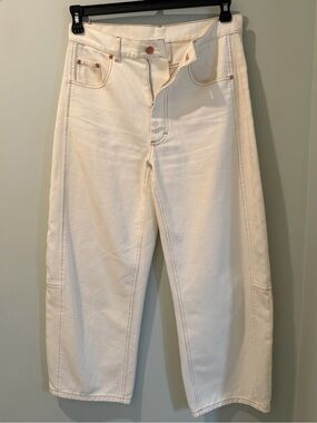 G Label High-Rise Wide Leg Jeans in Off-White